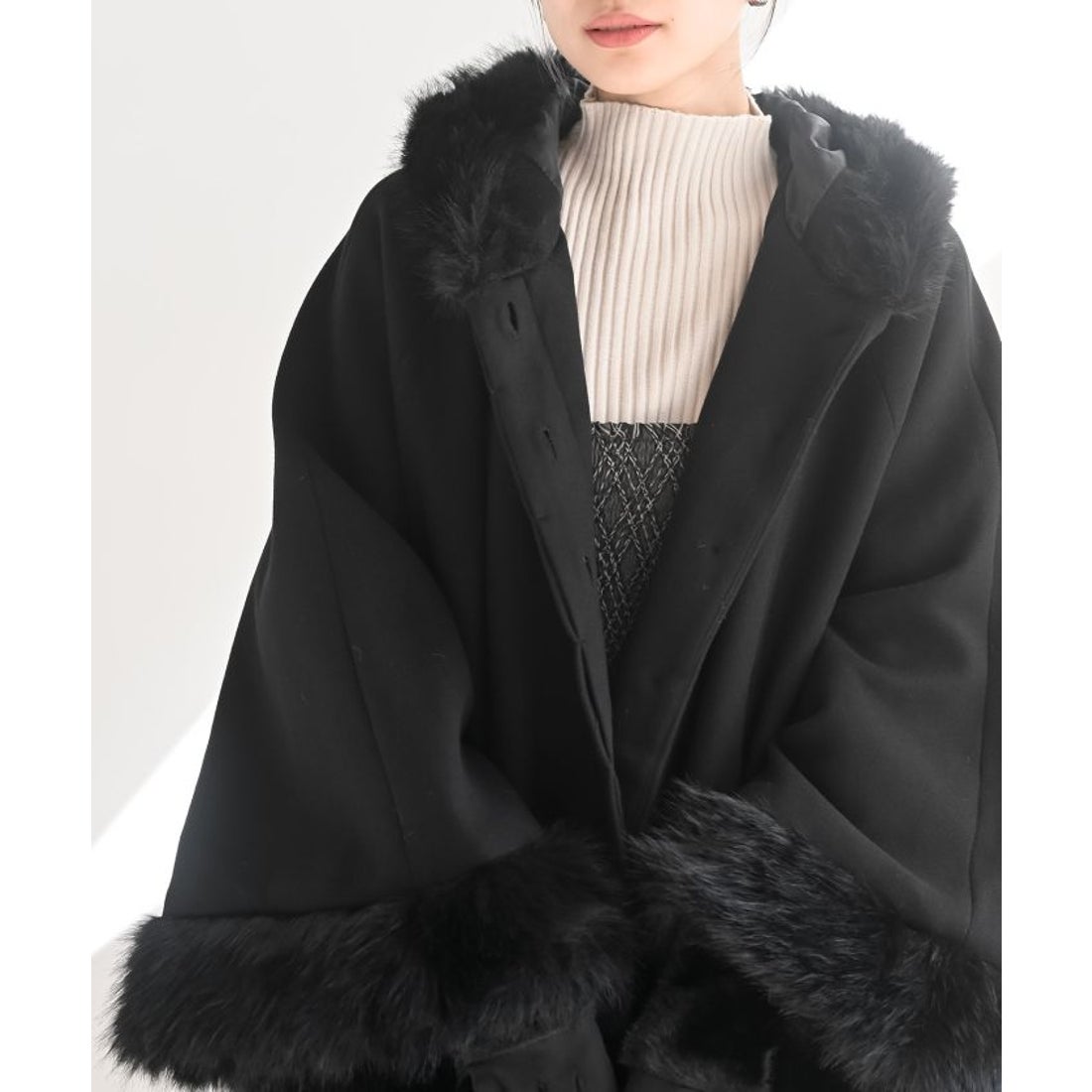 アールピーエス rps フード付きフェイクファーコート （グレージュ