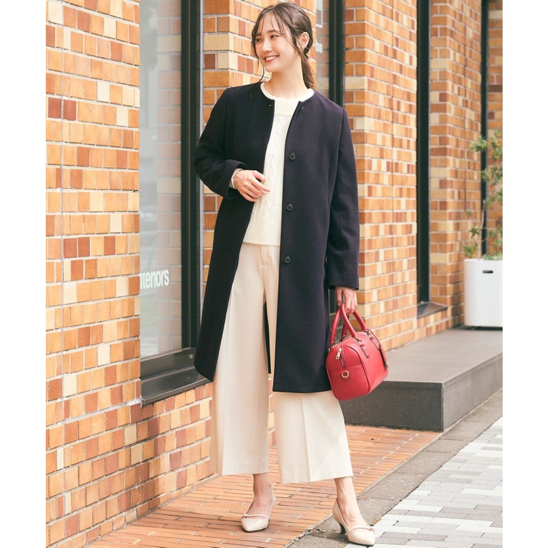 エニィスィス オオキイサイズ ANY SIS L ウールライクノーカラー