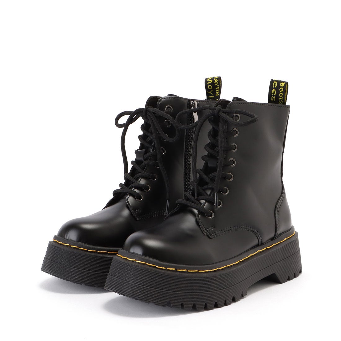 レースレディース Lace Ladies ステッチデザインレザー調レースアップ