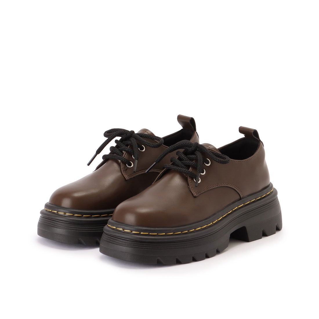 レースレディース Lace Ladies ラウンドトゥ レザー調 厚底 レース