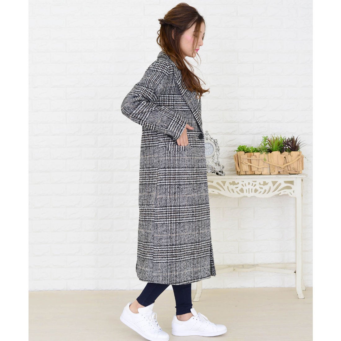レースレディース Lace Ladies グレンチェック柄ロングチェスター