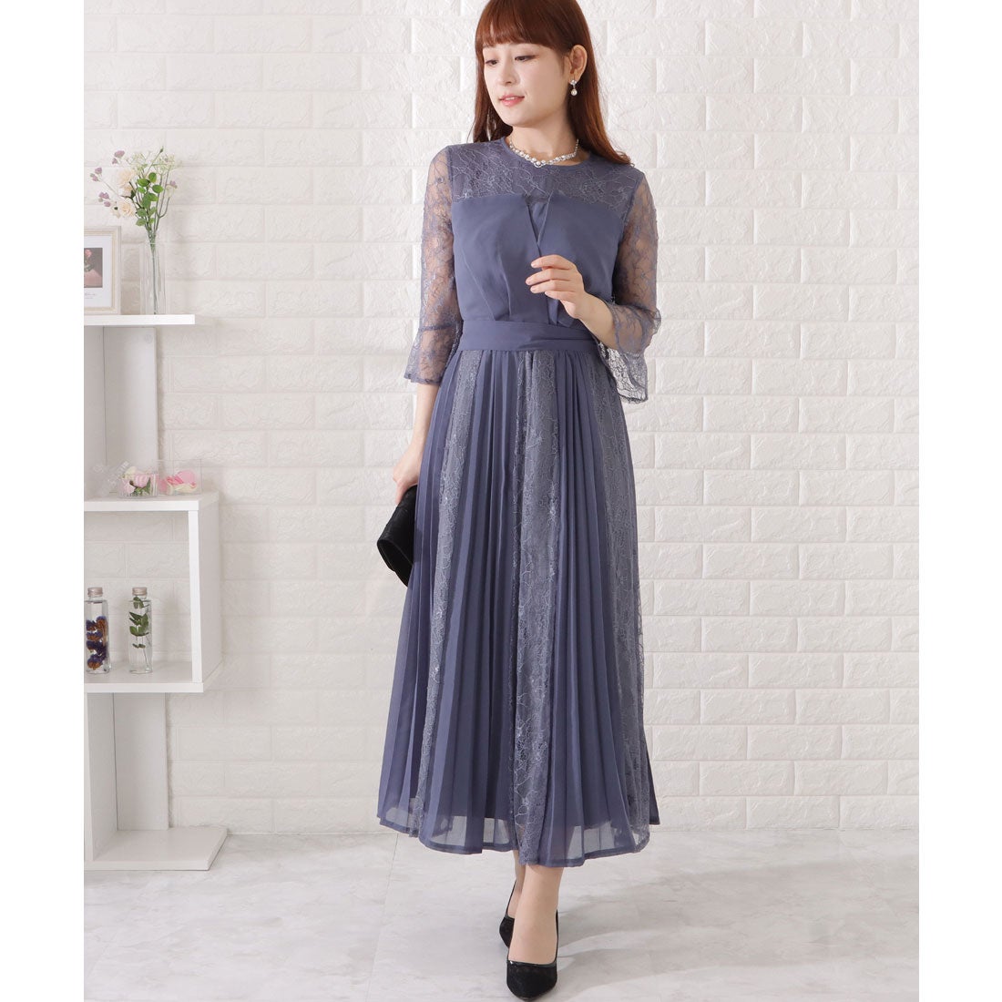 レースレディース Lace Ladies ビスチェ風シフォンプリーツワンピース