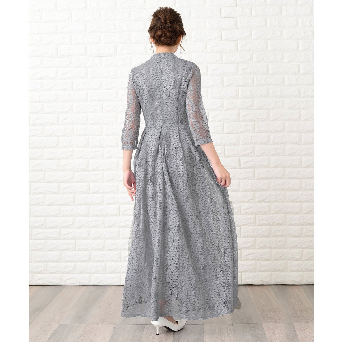 レースレディース Lace Ladies ハイネック七分袖総レースフォーマル