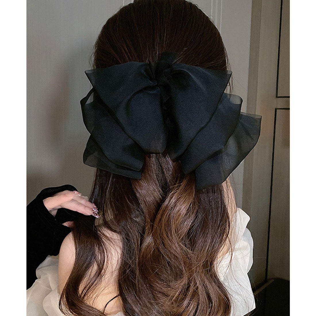 レースレディース Lace Ladies シフォン ビッグ リボン ヘア バレッタ