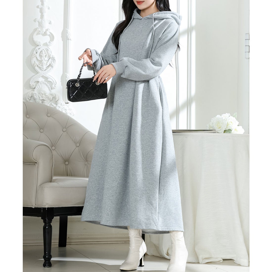 レースレディース Lace Ladies フード付き タック スウェット 長袖