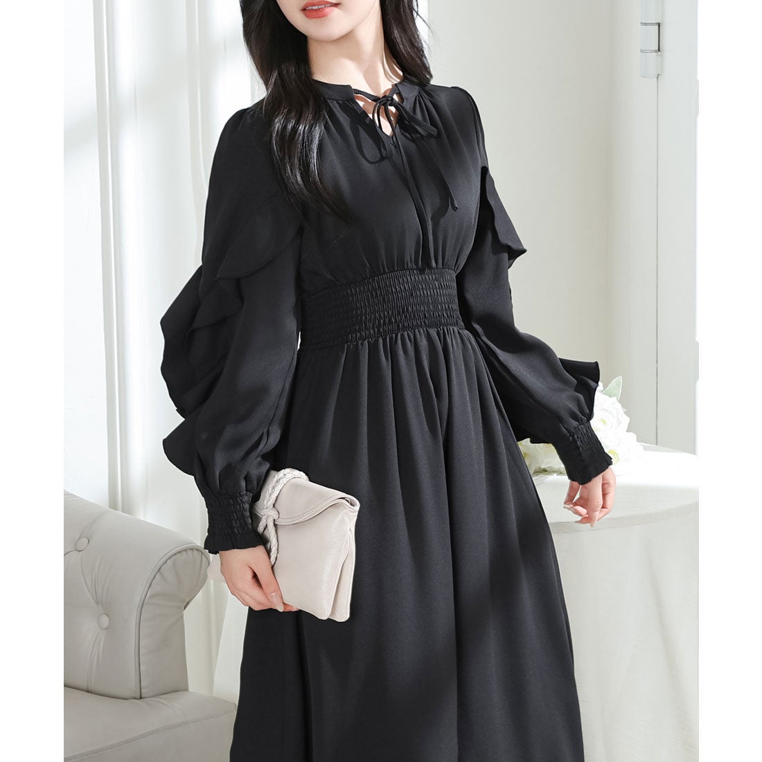 レースレディース Lace Ladies 袖フリル ウエスト シャーリング 長袖