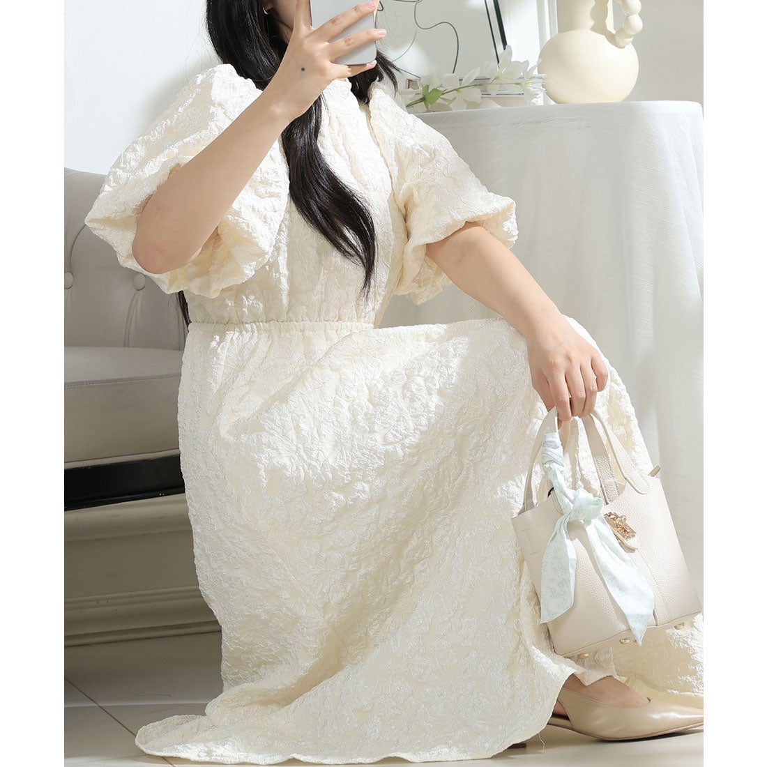 レースレディース Lace Ladies フラワー ジャガード バックリボン