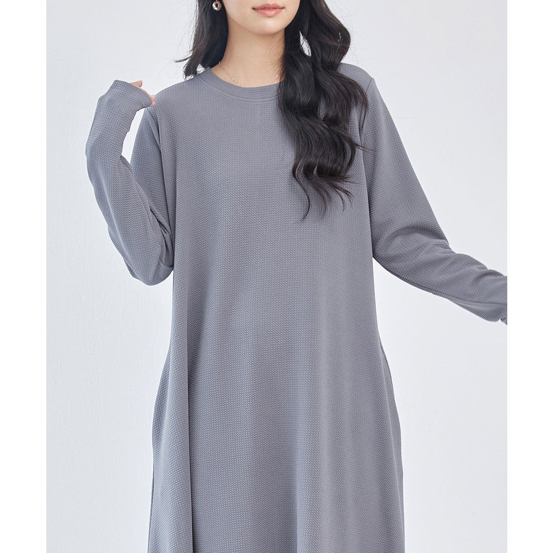 レースレディース Lace Ladies ソリッドカラー Aライン 長袖 マキシ