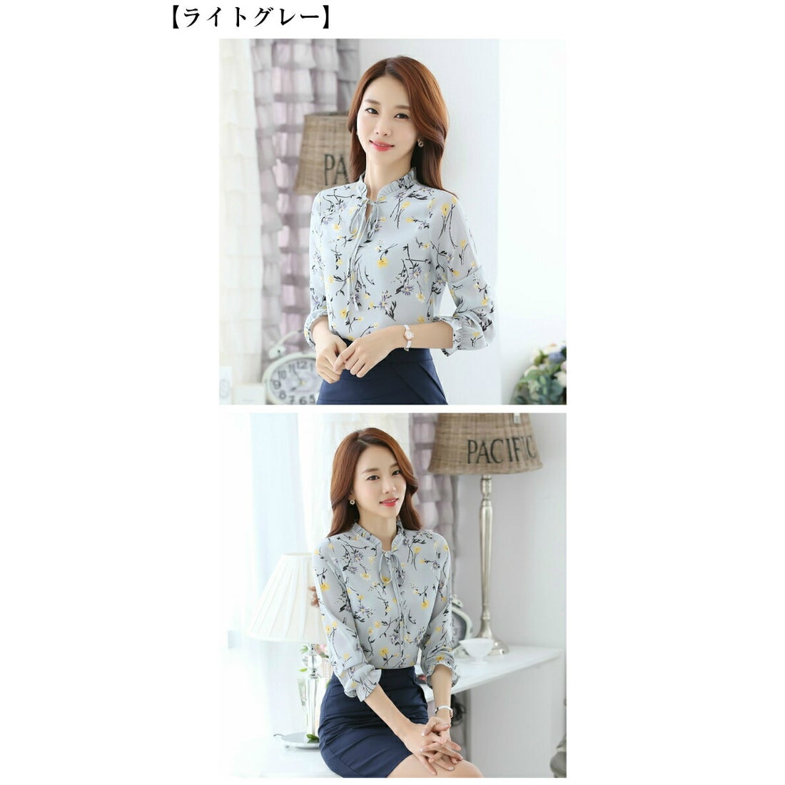 リリーオブバリー Lily of Valley ボウタイブラウス 花柄 リボン