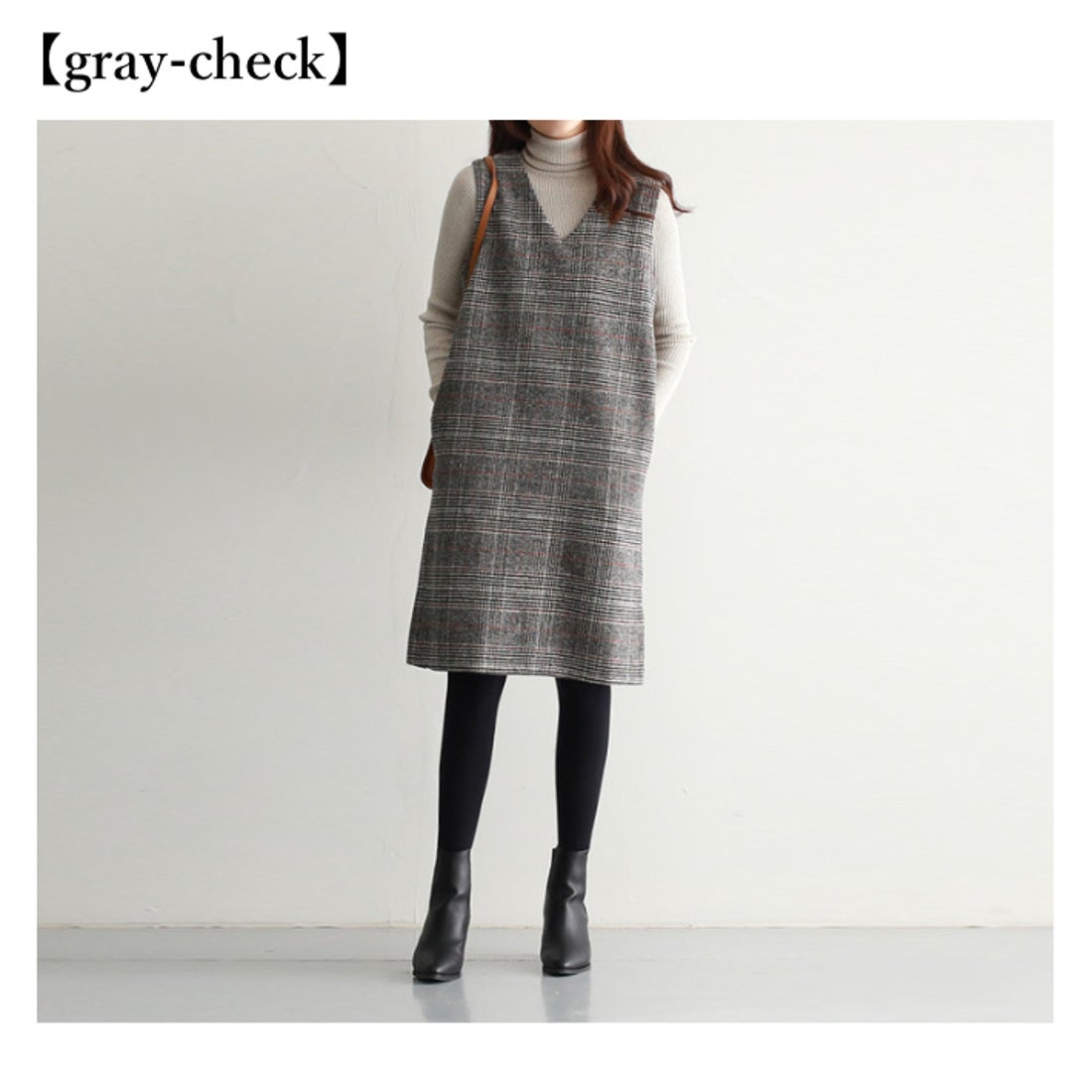 リリーオブバリー Lily of Valley チェック柄 膝丈 ワンピース Vネック
