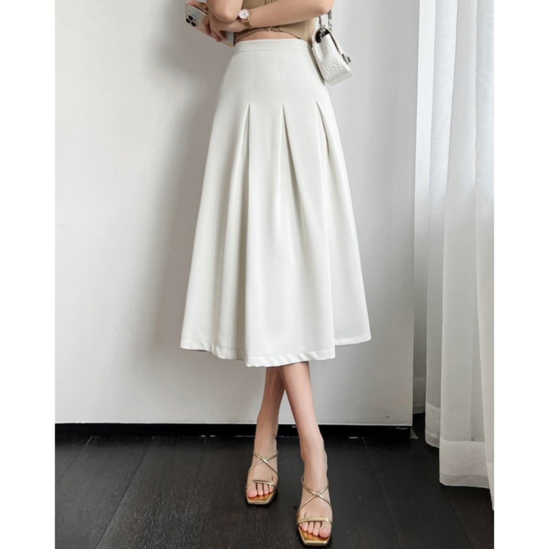 リリーオブバリー Lily of Valley タック フレア スカート 膝下