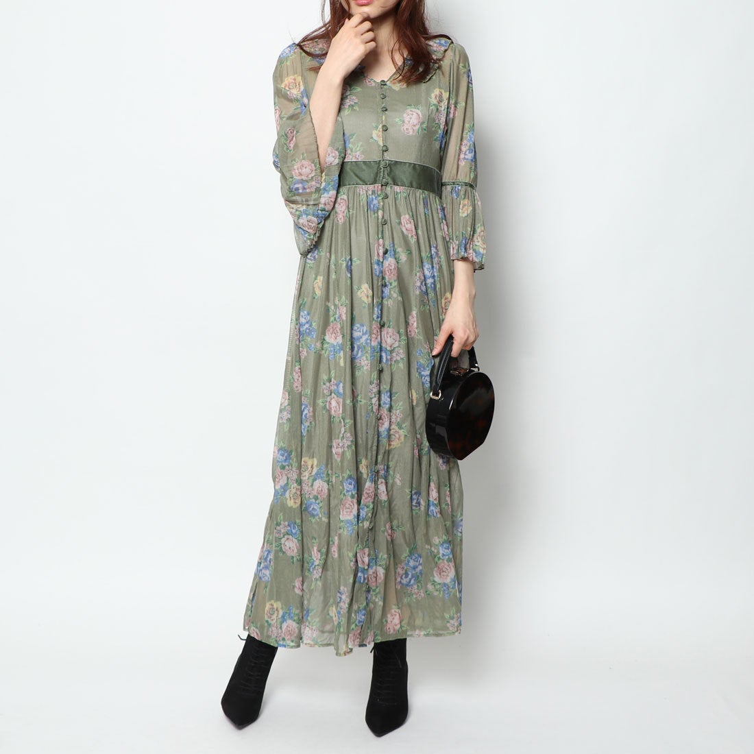 LILY BROWN リリーブラウン Lily Brown フラワー柄チュールワンピース