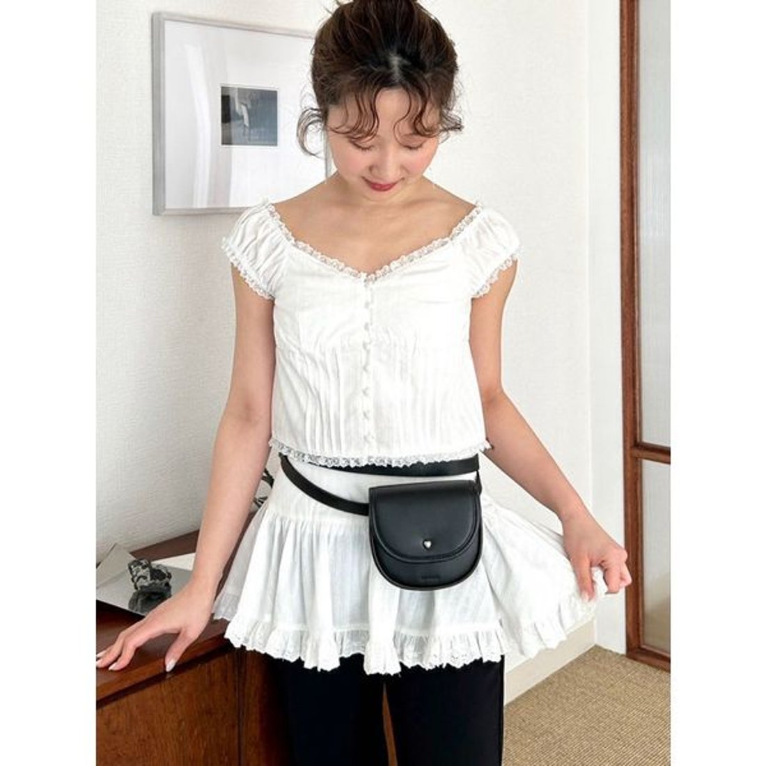 リリーブラウン LILY BROWN コットンレースヴィンテージブラウス （WHT