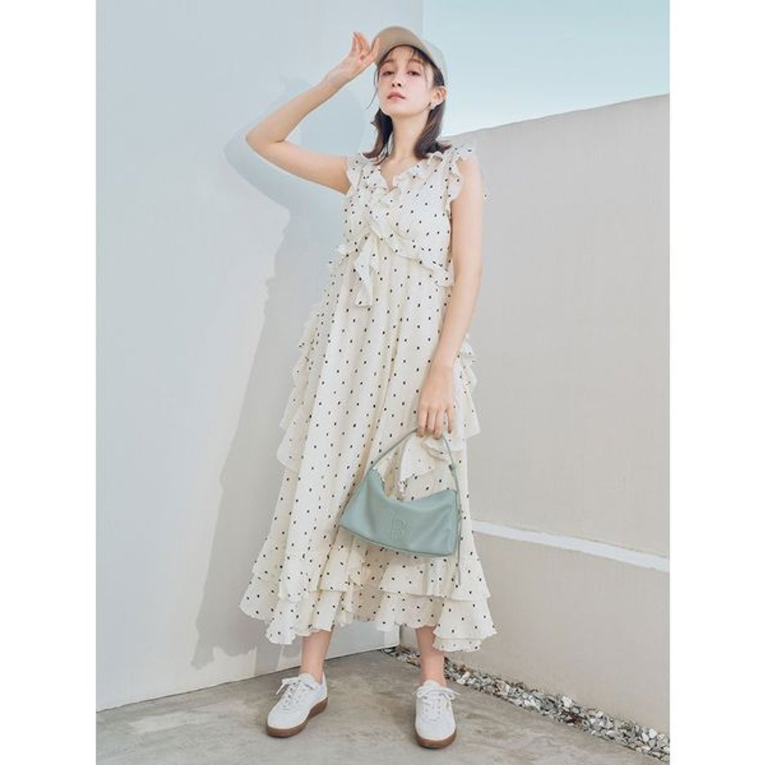 リリーブラウン LILY BROWN ラッフルフリルフレアワンピース （DOT