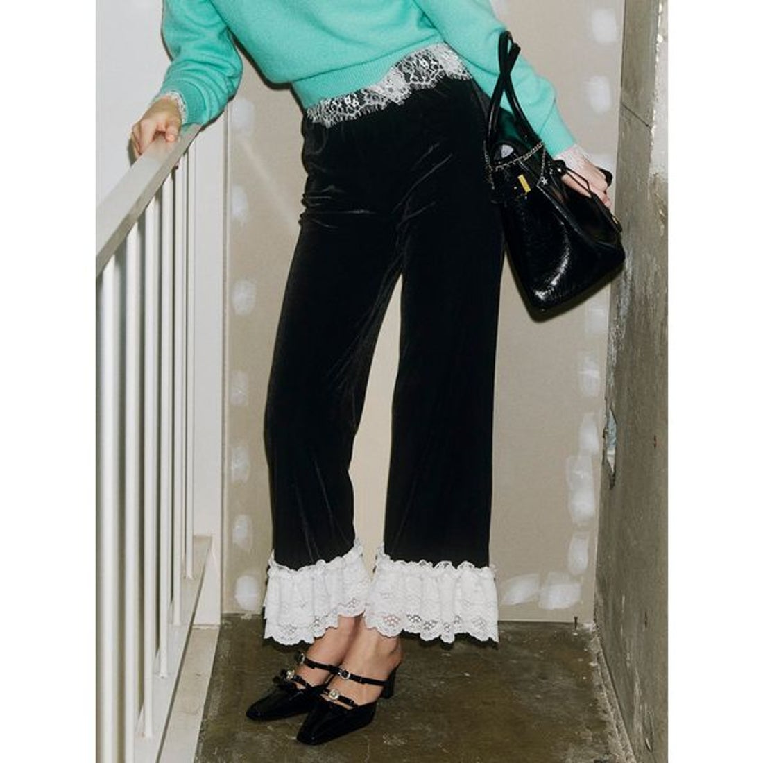 リリーブラウン LILY BROWN バリエーションフリルパンツ （BLK） -靴