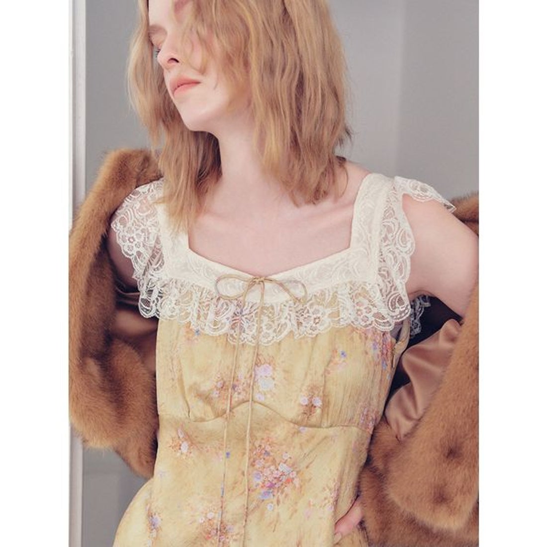 リリーブラウン LILY BROWN ヴィンテージレーストリムサテンロング