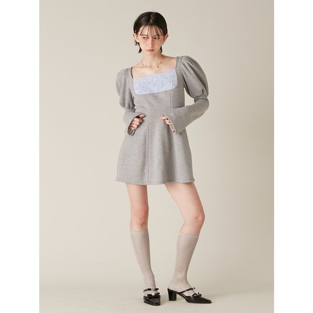 リリーブラウン LILY BROWN ロココ調スウェットミニワンピース （WHT