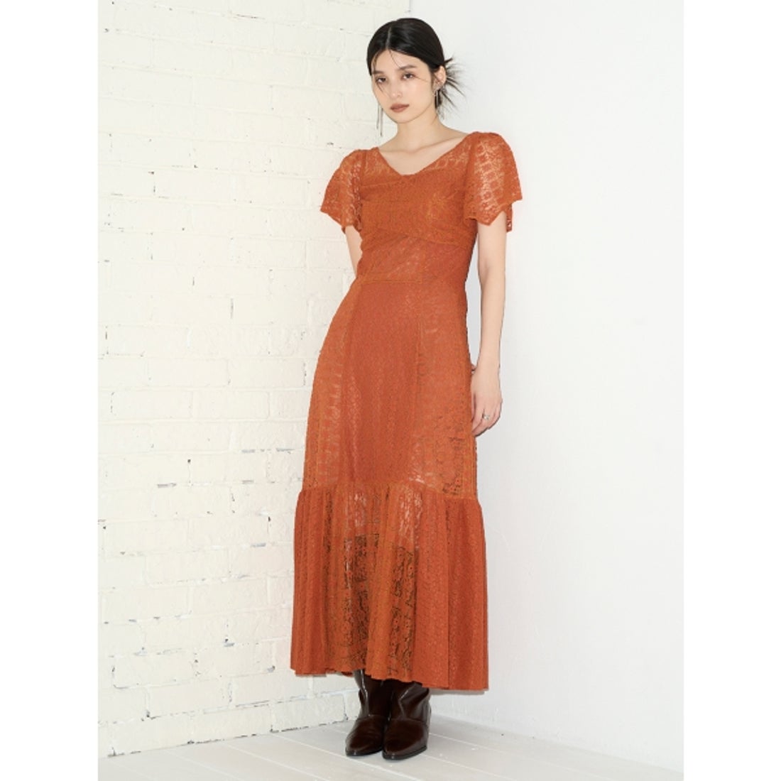 リリーブラウン LILY BROWN パッチワークレースワンピース （ORG