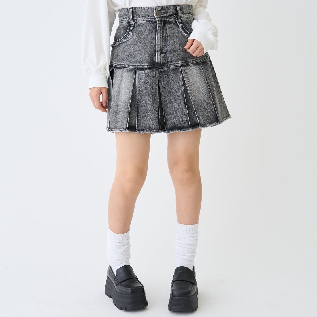 ラフロッグ 今季新作 アジャスタブルサイドポケットプリーツスカート