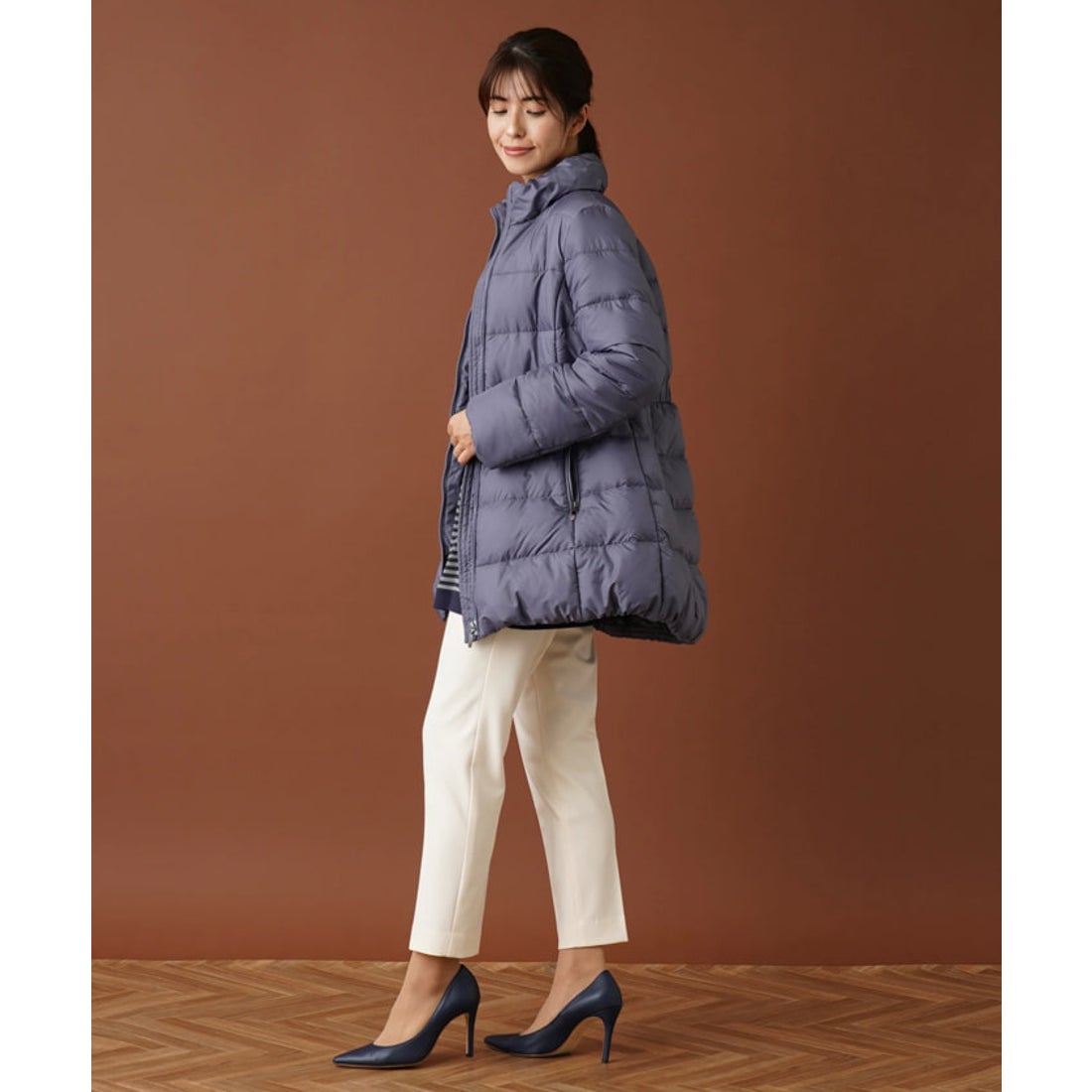 レリアン Leilian 中わたキルティングハーフコート （レッド系