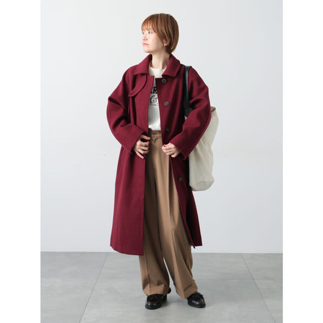 ルノンキュール Lugnoncure ウールライクステンカラーコート