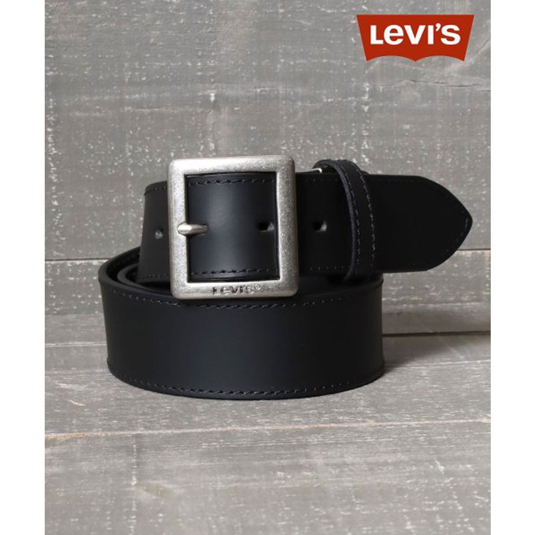 LEVI'S 35mm幅 シルバーバックル 本革 ベルト レザーベルト メンズ