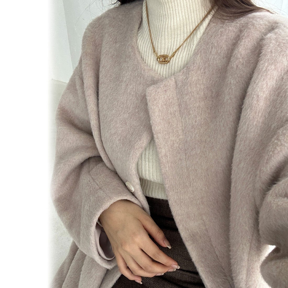 ルエレ Louere Louere シャギーノーカラーコクーンロングコート