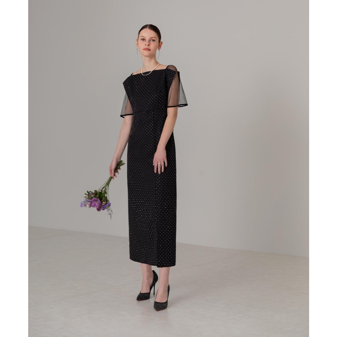 レジャ Leja 2WAY花柄リボンドットストーンIラインドレスワンピース