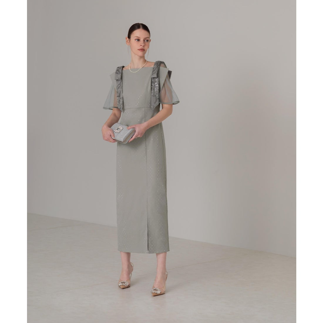 レジャ Leja 2WAY花柄リボンドットストーンIラインドレスワンピース