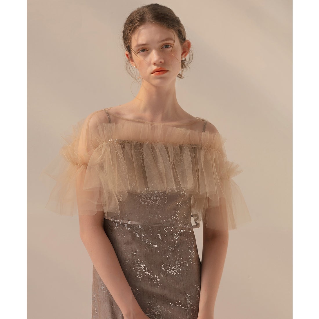 レジャ Leja チュールフリルボレロペイントマーメイドドレスワンピース