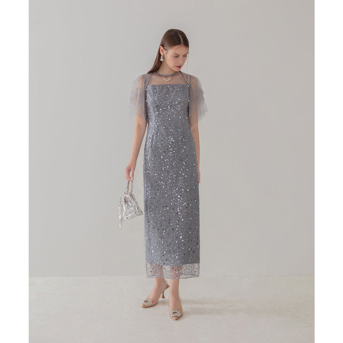 レジャ Leja スパンコールパールミックスボレロIラインワンピース