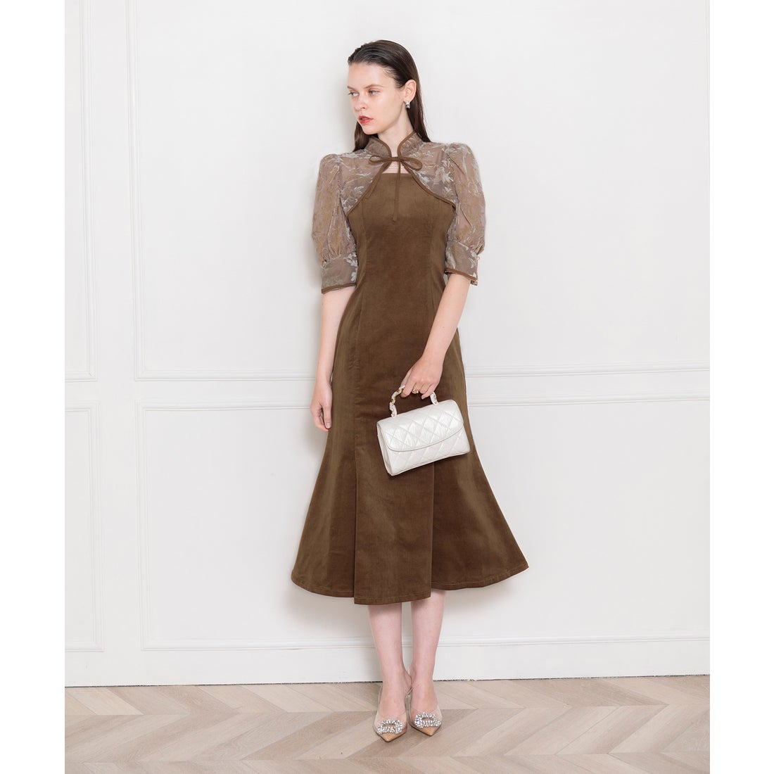 レジャ Leja 花柄ボレロマーメイドワンピースセットアップロング