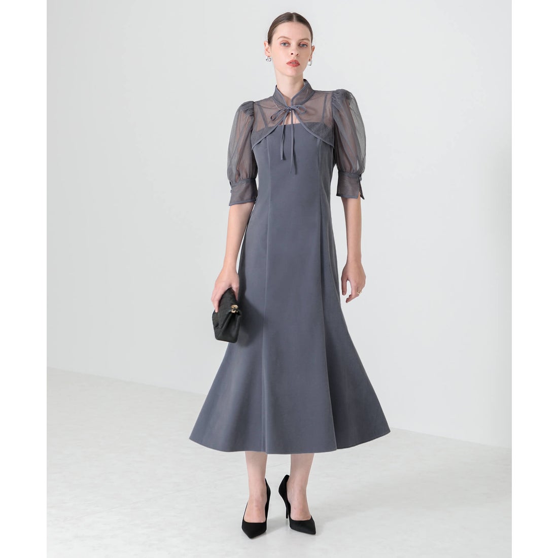 レジャ Leja 花柄ボレロマーメイドワンピースセットアップロング