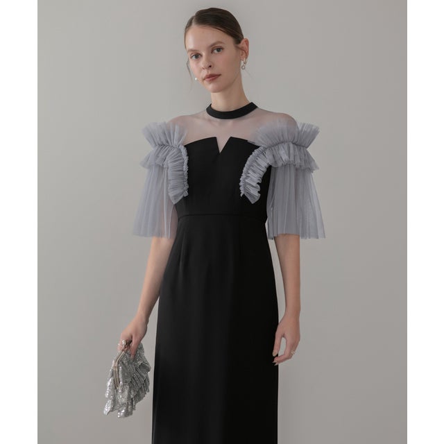 レジャ Leja ビスチェ風ウエストベルト付き花柄レースキラキラ刺繍