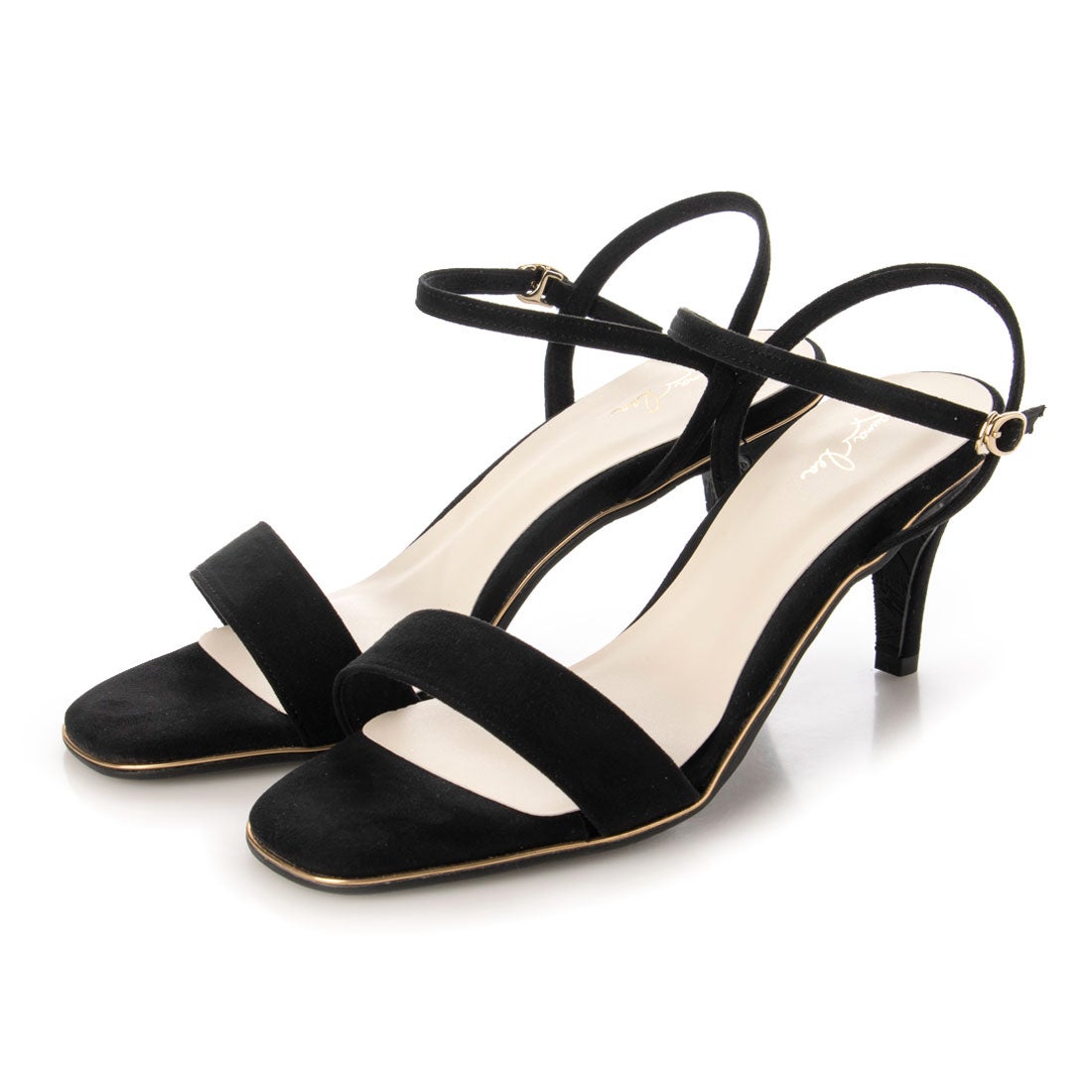 細ストラップヒールサンダル(0515) （ブラックS） -レディースシューズ