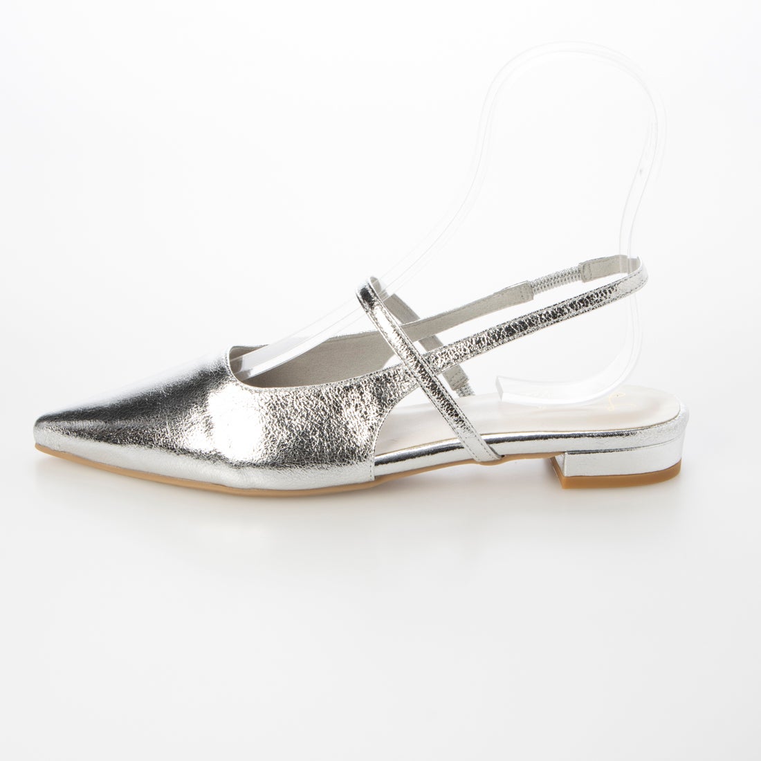 細ストラップミュールパンプス(0562) （シルバー） -レディース