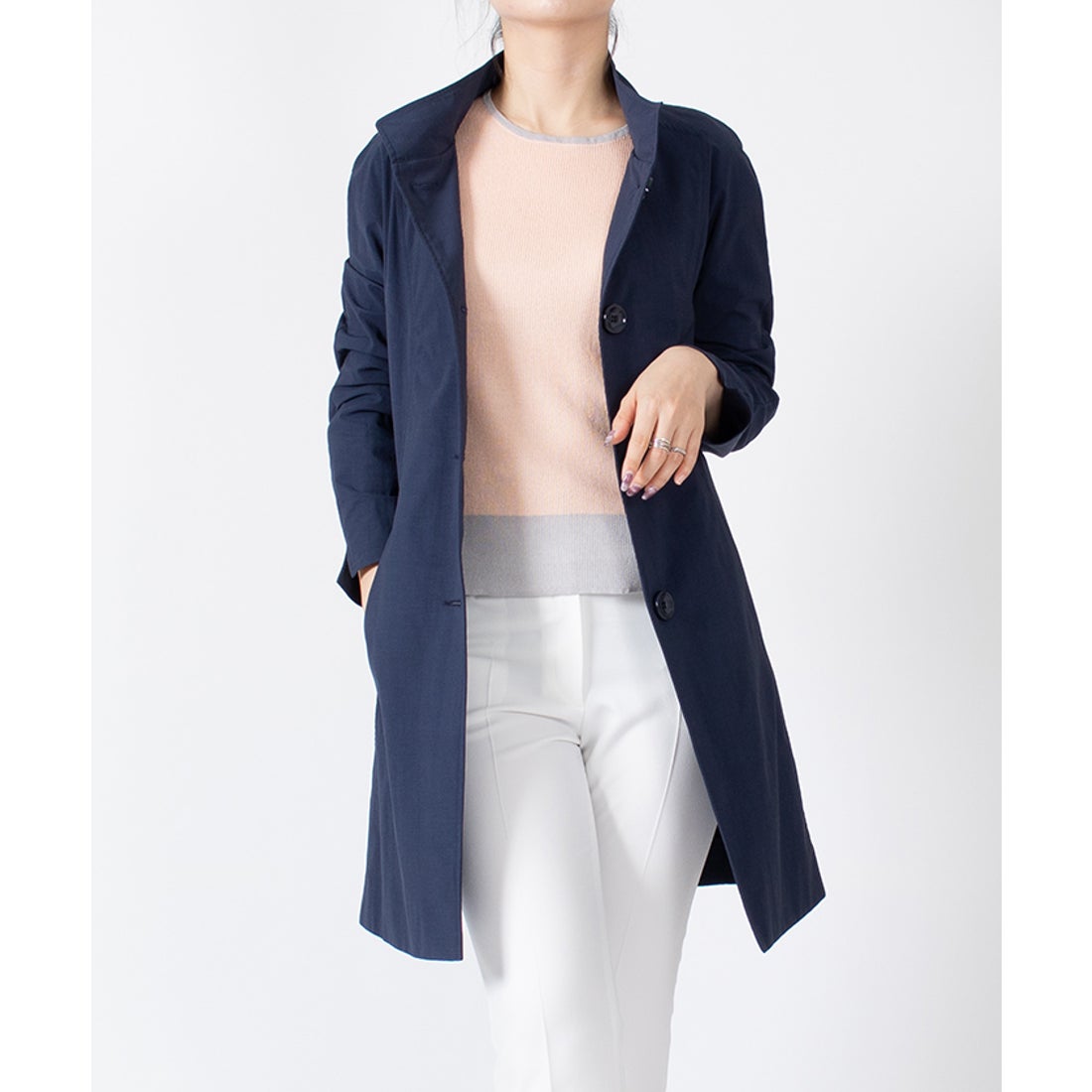 ラピーヌ ブランシュ LAPINE BLANCHE スタンドカラーコート （ネイビー