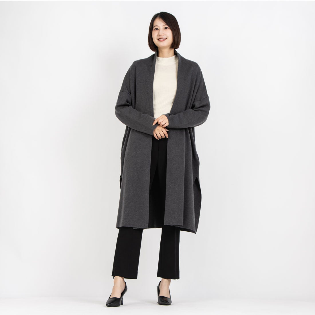 ラピーヌ ブランシュ LAPINE BLANCHE リバーシブル編みニットコート