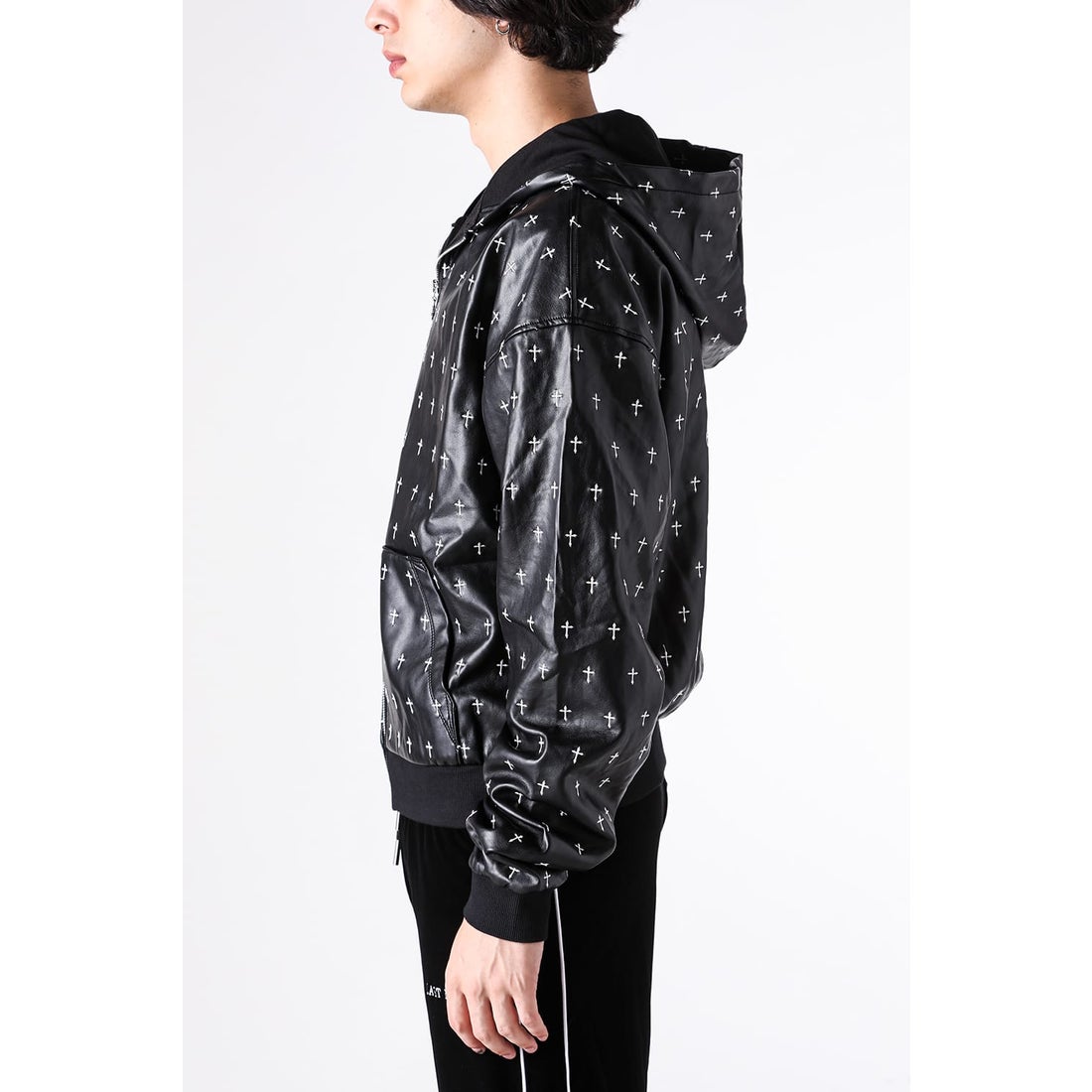 ラストネスト LAST NEST Allover Cross Zip-up Hoodie （Black
