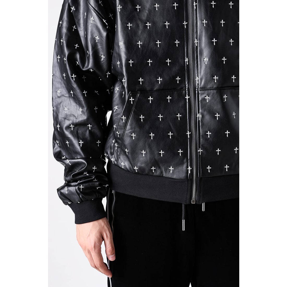 ラストネスト LAST NEST Allover Cross Zip-up Hoodie （Black