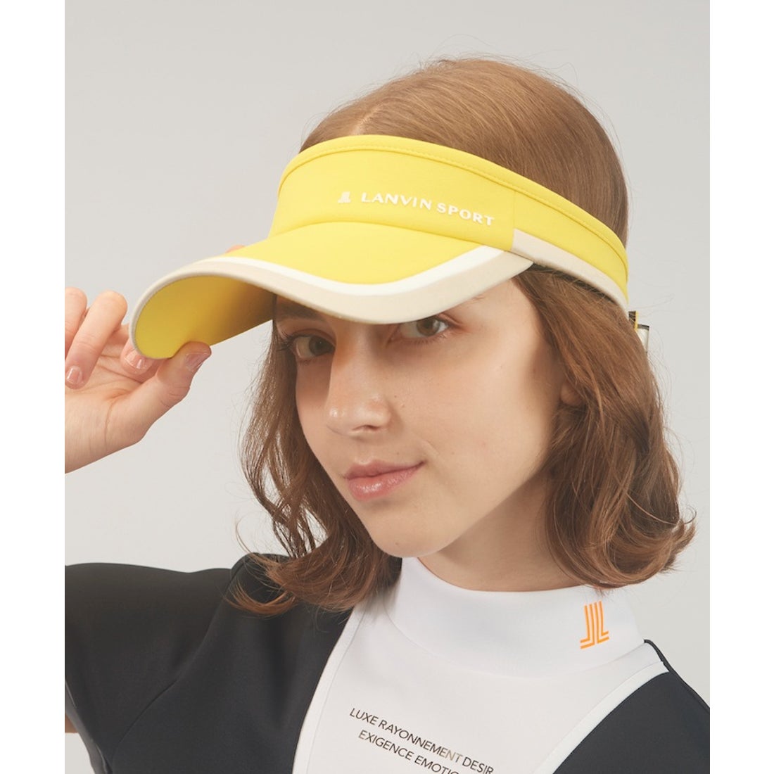 LANVIN SPORT ラインデザインサンバイザー【UV/リボン取り外し可