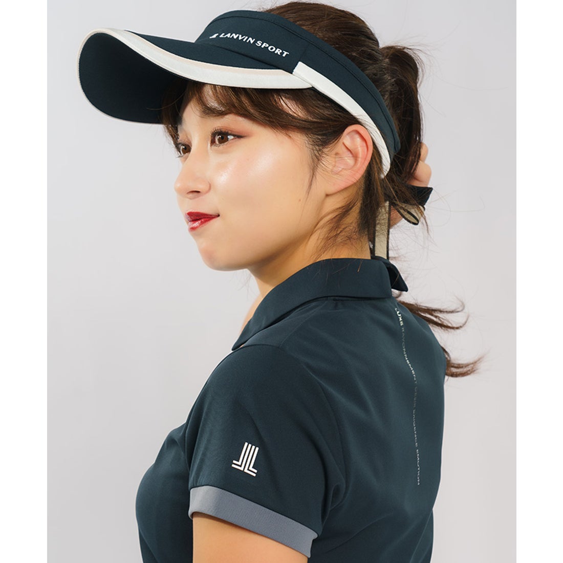 LANVIN SPORT ラインデザインサンバイザー【UV/リボン取り外し可