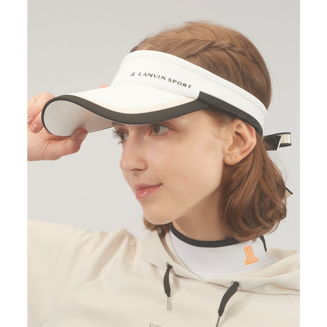 LANVIN SPORT ラインデザインサンバイザー【UV/リボン取り外し可