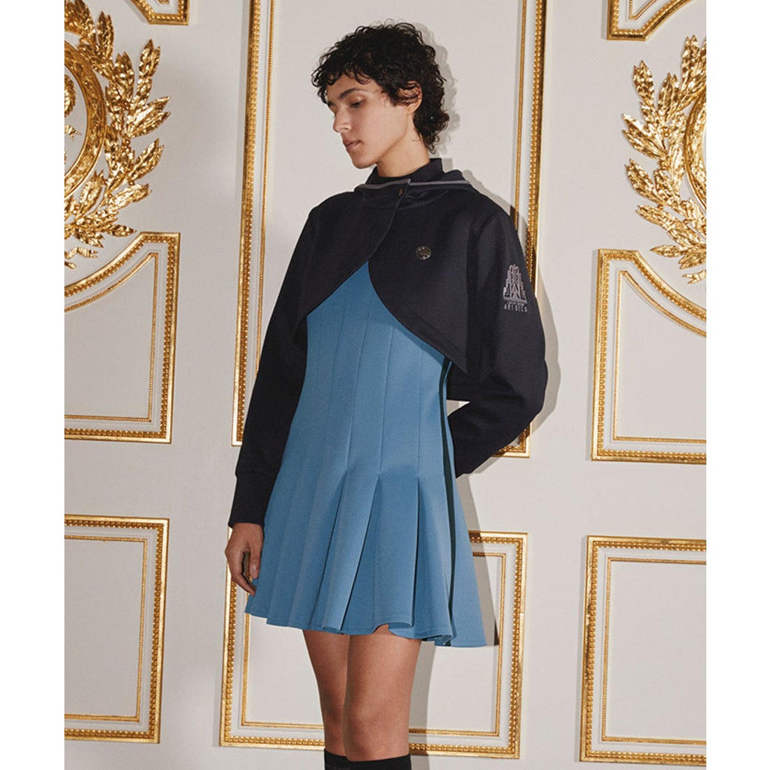 ランバンスポール タックワンピース ネイビー ゴルフウェア テニス