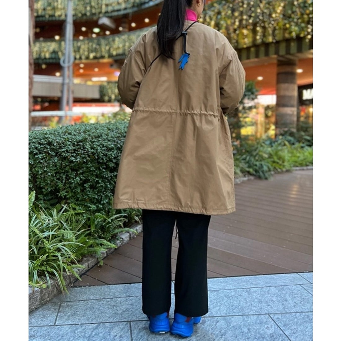 ラコステ LACOSTE オーバーサイズミリタリーコート （ブラック