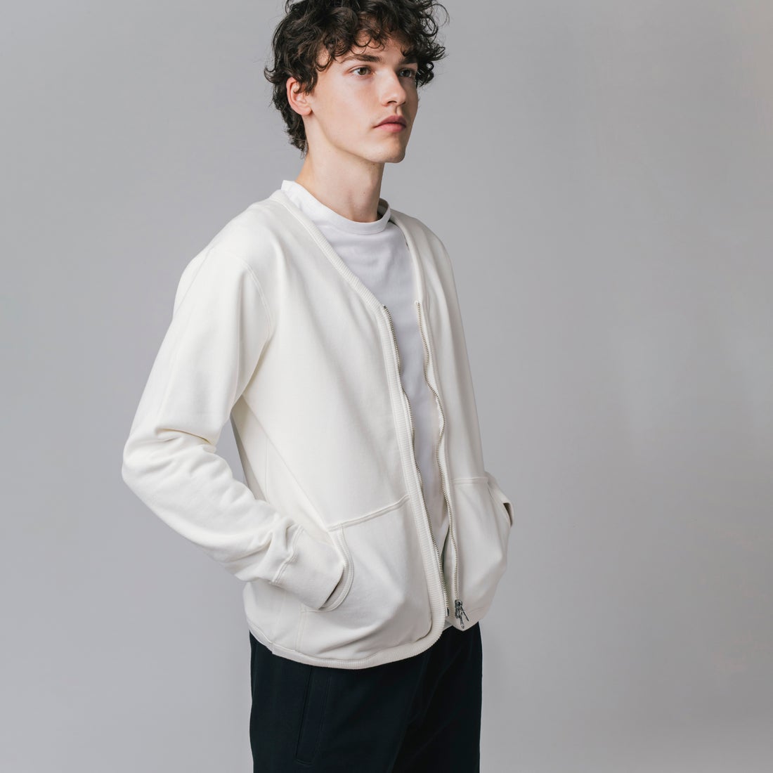 ラコステ LACOSTE プレミアムスウェットジップカーディガン （ホワイト