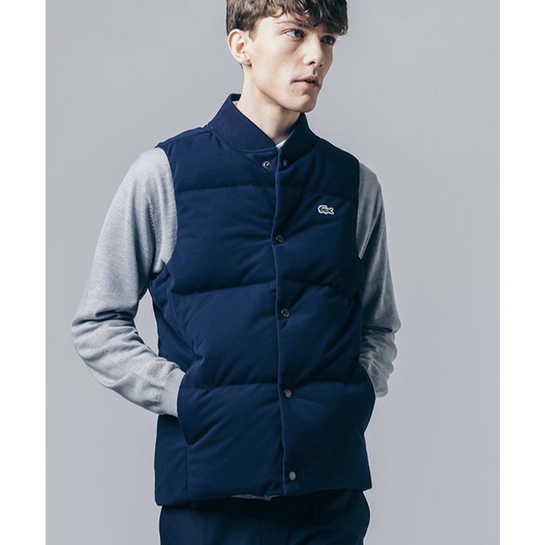 ラコステ LACOSTE ピケダウンベスト （ネイビー） -アウトレット通販