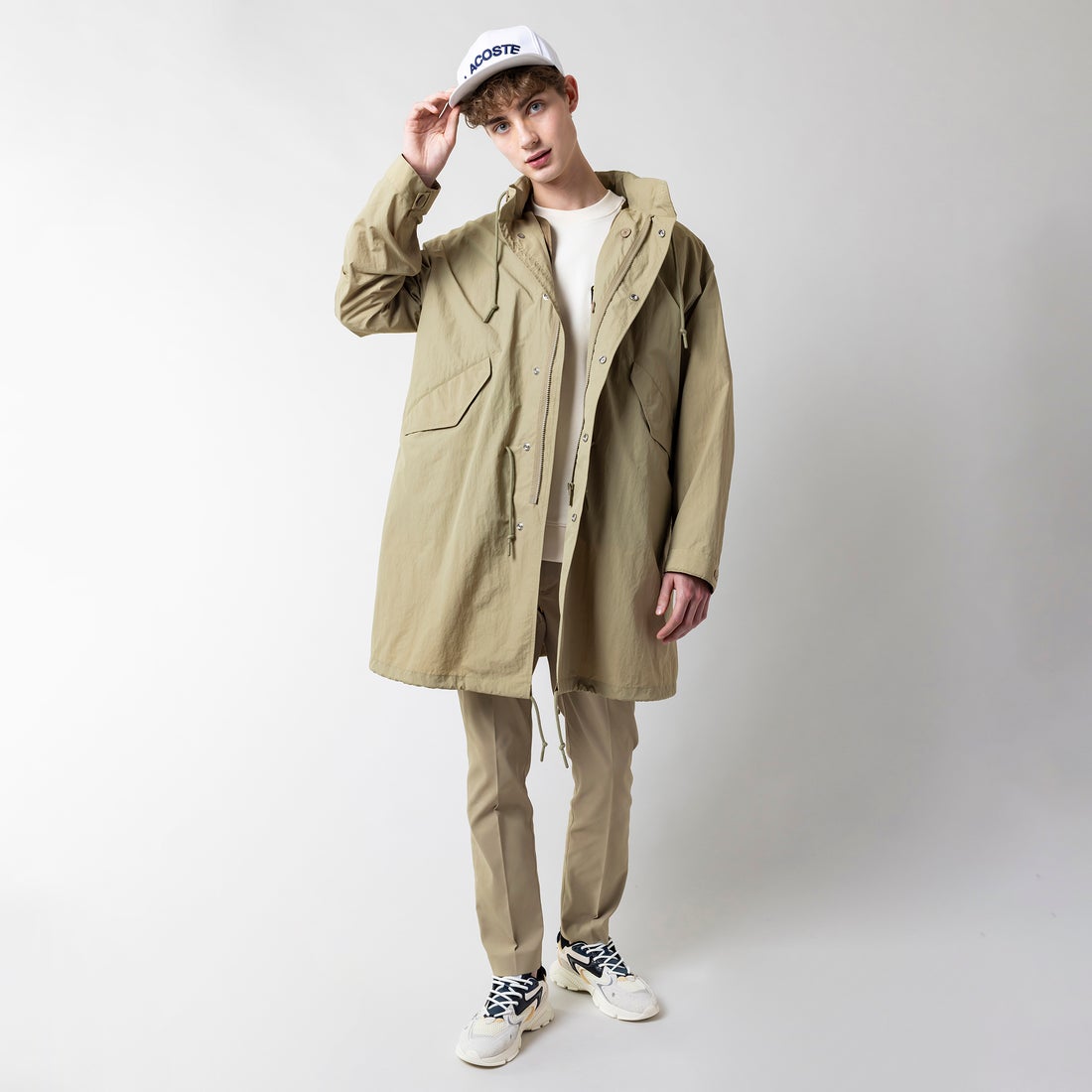 ラコステ LACOSTE オーバーサイズミリタリーコート （ベージュ