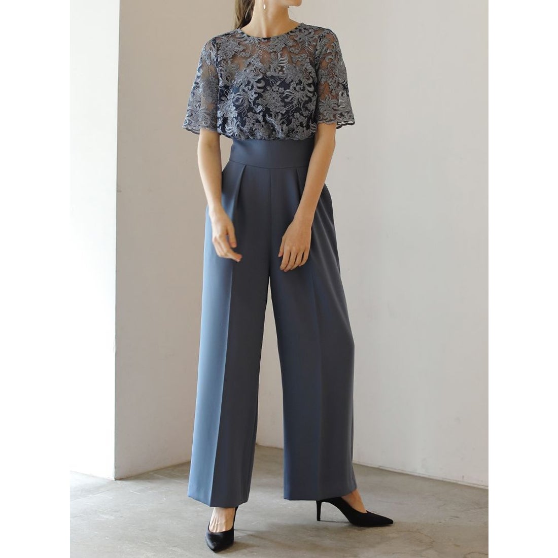 LAGUNAMOON LADY オーバーレースワイドパンツドレス（ブルー