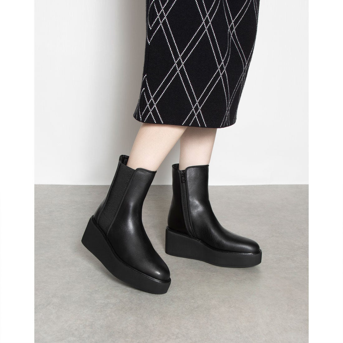 ランバン オン ブルー LANVIN en Bleu 厚底サイドゴアショートブーツ